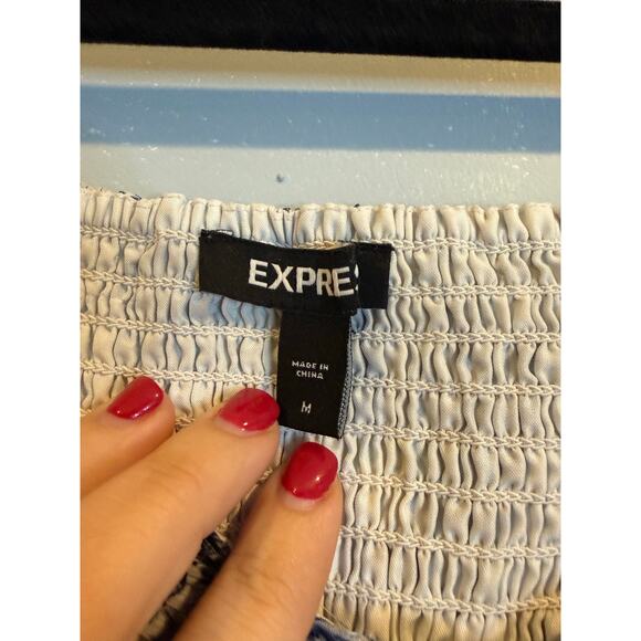 Express Blue Floral Peplum Blouse Size M - Picture 3 of 4